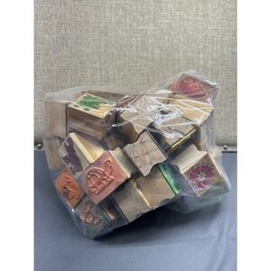Assorted Wooden Rubber Stamps Crafting Scrapbooking Art Projects